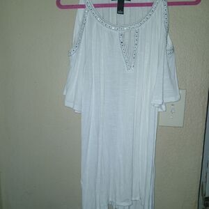 INC International Concepts White Cold Shoulder Blouse